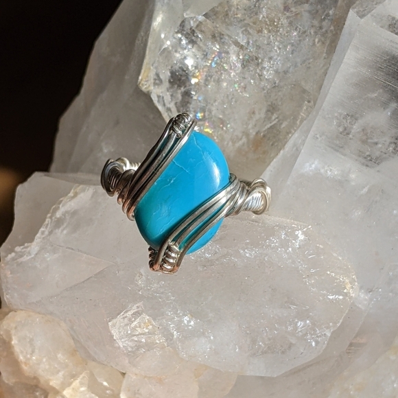 Artisan Sterling Silver Turquoise Ring Southwestern Statement Jewelry Sky Blue - Picture 5 of 15